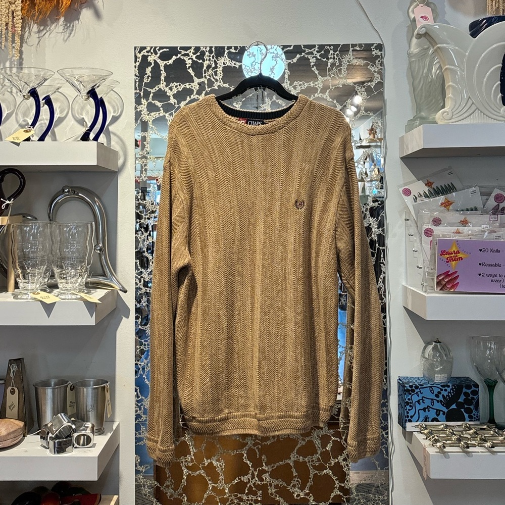 Chaps Camel Knit Sweater 100% Cotton